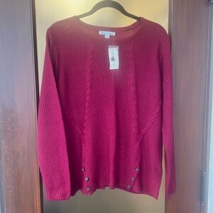 Studio Works XL red knit sweater with front button detailing